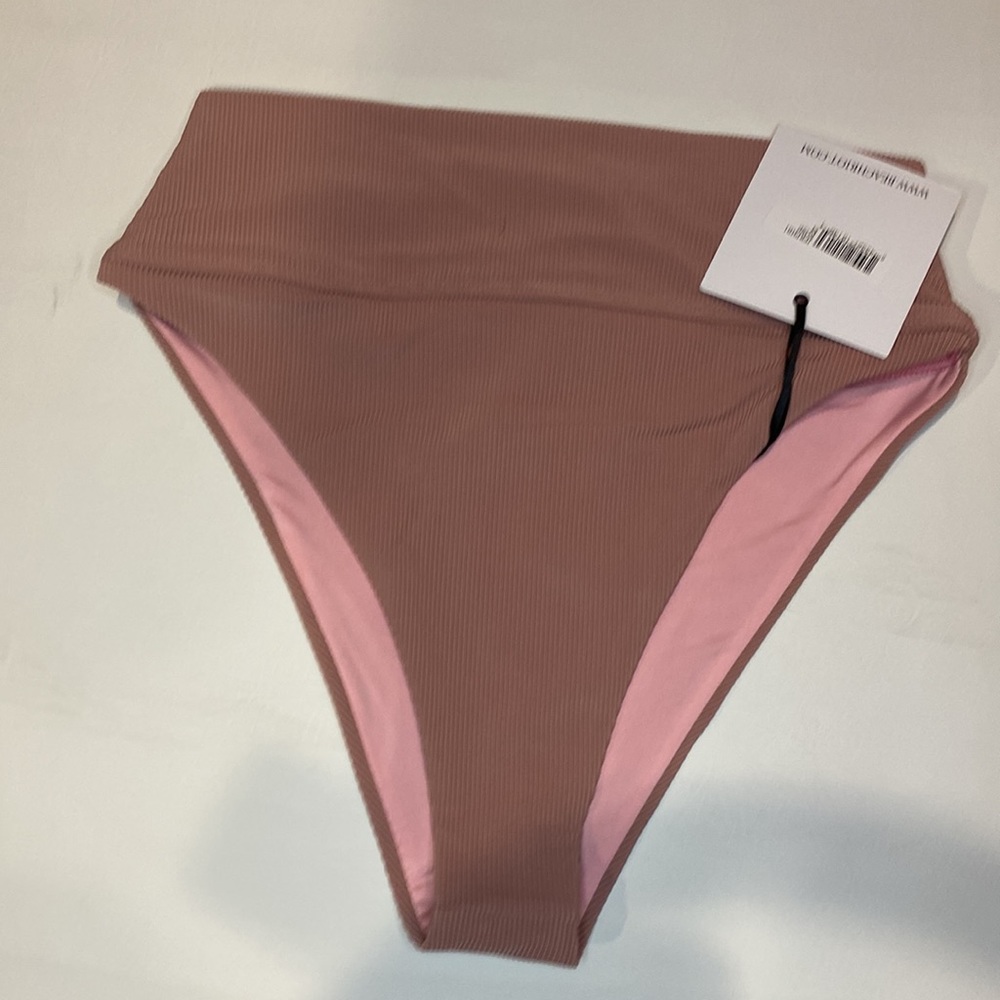 Beach Riot Ribbed Bikini Bottoms Size M in Rose